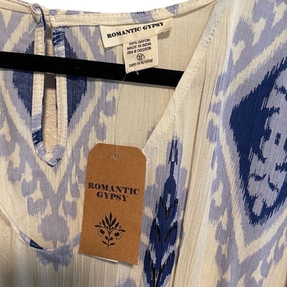 NWT- Romantic Gypsy- Women’s Blue & White Plus Size Conch Waist Dress, Size 2X - Picture 5 of 12